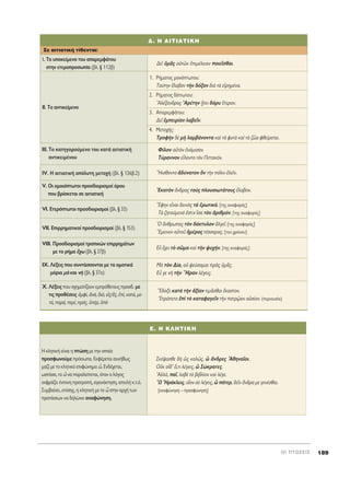 ¢. ∏ ∞πΔπ∞Δπ∫∏
O I ¶ T ø ™ E I ™ 189
¢ÂÖ ñÌÄ˜ ·éÙáÓ âÈÌ¤ÏÂÈ·Ó ÔÈÂÖÛı·È.
π. ΔÔ ˘ÔÎÂ›ÌÂÓÔ ÙÔ˘ ··ÚÂÌÊ¿ÙÔ˘
ÛÙËÓ ÂÙÂÚÔÚÔÛˆ›· (‚Ï. ¨ 112‚)
1. ƒ‹Ì·ÙÔ˜ ÌÔÓﬁÙˆÙÔ˘:
Δ·‡ÙËÓ öÏ·‚ÔÓ ÙcÓ ‰ﬁÍ·Ó ‰Èa Ùa ÂåÚËÌ¤Ó·.
2. ƒ‹Ì·ÙÔ˜ ‰›ÙˆÙÔ˘:
AÏ¤Í·Ó‰ÚÔ˜ AÚ¤ÙËÓ FõÙÂÈ ‰ﬁÚ˘ ≤ÙÂÚÔÓ.
3. ∞·ÚÂÌÊ¿ÙÔ˘:
¢ÂÖ âÌÂÈÚ›·Ó Ï·‚ÂÖÓ.
4. ªÂÙÔ¯‹˜:
ΔÚÔÊcÓ ‰b Ìc Ï·Ì‚¿ÓÔÓÙ· Î·d Ùa Ê˘Ùa Î·d Ùa ˙á· ÊıÂ›ÚÂÙ·È.
ππ. ΔÔ ·ÓÙÈÎÂ›ÌÂÓÔ
º›ÏÔÓ ·éÙeÓ âÓﬁÌÈÛ·Ó.
Δ‡Ú·ÓÓÔÓ Â¥ÏÔÓÙÔ ÙeÓ ¶ÈÙÙ·ÎﬁÓ.
òHÈÛıÔÓÙÔ à‰‡Ó·ÙÔÓ kÓ ÙcÓ ﬁÏÈÓ ëÏÂÖÓ.
πππ. ΔÔ Î·ÙËÁÔÚÔ‡ÌÂÓÔ ÙÔ˘ Î·Ù¿ ·ÈÙÈ·ÙÈÎ‹
·ÓÙÈÎÂÈÌ¤ÓÔ˘
IV. ∏ ·ÈÙÈ·ÙÈÎ‹ ·ﬁÏ˘ÙË ÌÂÙÔ¯‹ (‚Ï. ¨ 136‚.2)
^EÎ·ÙeÓ ôÓ‰Ú·˜ ÙÔf˜ ÏÔ˘ÛÈˆÙ¿ÙÔ˘˜ öÏ·‚ÔÓ.
V. √È ÔÌÔÈﬁÙˆÙÔÈ ÚÔÛ‰ÈÔÚÈÛÌÔ› ﬁÚÔ˘
Ô˘ ‚Ú›ÛÎÂÙ·È ÛÂ ·ÈÙÈ·ÙÈÎ‹
òEÊËÓ ÂrÓ·È ‰ÂÈÓe˜ Ùa âÚˆÙÈÎ¿. [ÙË˜ ·Ó·ÊÔÚ¿˜]
Δa ˙ËÙÔ‡ÌÂÓ¿ âÛÙÈÓ úÛ· ÙeÓ àÚÈıÌﬁÓ. [ÙË˜ ·Ó·ÊÔÚ¿˜]
VI. ∂ÙÂÚﬁÙˆÙÔÈ ÚÔÛ‰ÈÔÚÈÛÌÔ› (‚Ï. ¨ 33)
^O ôÓıÚˆÔ˜ ÙeÓ ‰¿ÎÙ˘ÏÔÓ àÏÁÂÖ. [ÙË˜ ·Ó·ÊÔÚ¿˜]
òEÌÂÈÓÂÓ ·éÙÔÜ ìÌ¤Ú·˜ Ù¤ÛÛ·Ú·˜. [ÙÔ˘ ¯ÚﬁÓÔ˘]
VII. ∂ÈÚÚËÌ·ÙÈÎÔ› ÚÔÛ‰ÈÔÚÈÛÌÔ› (‚Ï. ¨ 153)
∂s ö¯ÂÈ Ùe ÛáÌ· Î·d ÙcÓ „˘¯‹Ó. [ÙË˜ ·Ó·ÊÔÚ¿˜]
VIII. ¶ÚÔÛ‰ÈÔÚÈÛÌÔ› ÙÚÔÈÎÒÓ ÂÈÚÚËÌ¿ÙˆÓ
ÌÂ ÙÔ Ú‹Ì· ö¯ˆ (‚Ï. ¨ 37‚)
ªa ÙeÓ ¢›·, Ôé „Â‡ÛÔÌ·È Úe˜ ñÌÄ˜.
∂s ÁÂ Óc ÙcÓ ≠HÚ·Ó Ï¤ÁÂÈ˜.
IX. §¤ÍÂÈ˜ Ô˘ Û˘ÓÙ¿ÛÛÔÓÙ·È ÌÂ Ù· ÔÌÔÙÈÎ¿
ÌﬁÚÈ· Ìa Î·È Óc (‚Ï. ¨ 37·)
òE‰ÔÍÂ Î·Ùa ÙcÓ àÍ›·Ó ÙÈÌÄÛı·È ≤Î·ÛÙÔÓ.
EÙÚ¿ÂÙÔ âd Ùe Î·Ù·Ê·ÁÂÖÓ ÙcÓ ·ÙÚˇá·Ó ÔéÛ›·Ó. (ÂÚÈÔ˘Û›·)
X. §¤ÍÂÈ˜ Ô˘ Û¯ËÌ·Ù›˙Ô˘Ó ÂÌÚﬁıÂÙÔ˘˜ ÚÔÛ‰. ÌÂ
ÙÈ˜ ÚÔı¤ÛÂÈ˜ àÌÊ›, àÓ¿, ‰È¿, Âå˜/â˜, â›, Î·Ù¿, ÌÂ-
Ù¿, ·Ú¿, ÂÚ›, Úﬁ˜, ñ¤Ú, ñe
∂. ∏ ∫§∏Δπ∫∏
™Î¤„·ÛıÂ ‰c ó˜ Î·Ïá˜, t ôÓ‰ÚÂ˜ AıËÓ·ÖÔÈ.
√éÎ Ôr‰’ ¬,ÙÈ Ï¤ÁÂÈ˜, t ™ÒÎÚ·ÙÂ˜.
AÏÏ¿, ·Ö, Ï·‚b Ùe ‚È‚Ï›ÔÓ Î·d Ï¤ÁÂ.
oø ^HÚ¿ÎÏÂÈ˜, ÔxÔÓ Ûf Ï¤ÁÂÈ˜, t ¿ÙÂÚ, ‰ÂÖÓ ôÓ‰Ú· ÌÂ ÁÂÓ¤Ûı·È.
[·Ó·ÊÒÓËÛË – ÚÔÛÊÒÓËÛË]
∏ ÎÏËÙÈÎ‹ Â›Ó·È Ë ÙÒÛË ÌÂ ÙËÓ ÔÔ›·
ÚÔÛÊˆÓÔ‡ÌÂ ÚﬁÛˆ·. ∂ÎÊ¤ÚÂÙ·È Û˘Ó‹ıˆ˜
Ì·˙› ÌÂ ÙÔ ÎÏËÙÈÎﬁ ÂÈÊÒÓËÌ· t. ∂Ó‰¤¯ÂÙ·È,
ˆÛÙﬁÛÔ, ÙÔ t Ó· ·Ú·ÏÂ›ÂÙ·È, ﬁÙ·Ó Ô ÏﬁÁÔ˜
ÂÎÊÚ¿˙ÂÈ ¤ÓÙÔÓË ÚÔÙÚÔ‹, ·Á·Ó¿ÎÙËÛË, ·ÂÈÏ‹ Î.Ù.ﬁ.
™˘Ì‚·›ÓÂÈ, Â›ÛË˜, Ë ÎÏËÙÈÎ‹ ÌÂ ÙÔ t ÛÙËÓ ·Ú¯‹ ÙˆÓ
ÚÔÙ¿ÛÂˆÓ Ó· ‰ËÏÒÓÂÈ ·Ó·ÊÒÓËÛË.
™Â ·ÈÙÈ·ÙÈÎ‹ Ù›ıÂÓÙ·È:
 