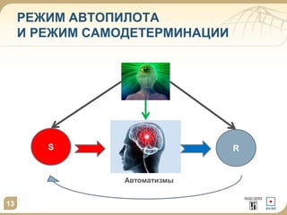 13
РЕЖИМ АВТОПИЛОТА
И РЕЖИМ САМОДЕТЕРМИНАЦИИ
S R
Автоматизмы
 