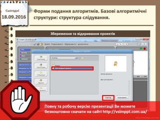 Урок 4 для 6 класу - Форми подання алгоритмів. Базові алгоритмічні структури: структура слідування