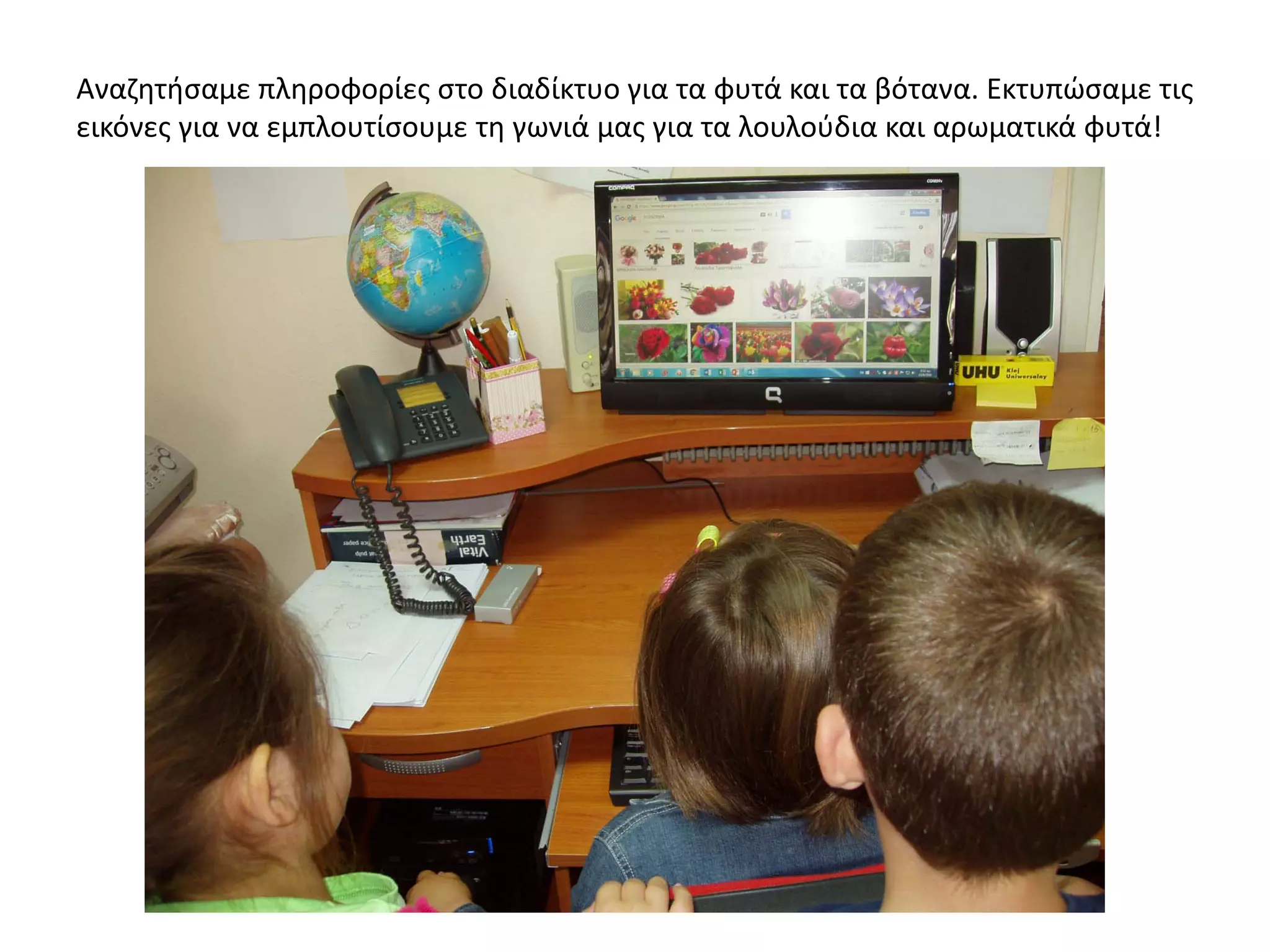 Αναζητήσαμε πληροφορίες στο διαδίκτυο για τα φυτά και τα βότανα. Εκτυπώσαμε τις
εικόνες για να εμπλουτίσουμε τη γωνιά μας για τα λουλούδια και αρωματικά φυτά!
 