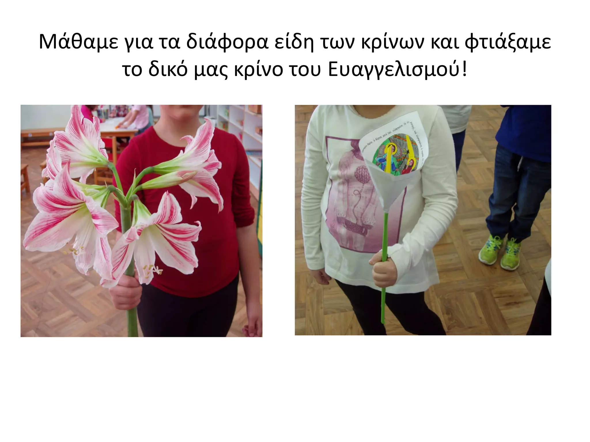 Μάθαμε για τα διάφορα είδη των κρίνων και φτιάξαμε
το δικό μας κρίνο του Ευαγγελισμού!
 