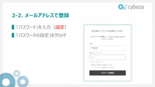 2-2. メールアドレスで登録
▌ 「パスワード」を⼊⼒（設定）
▌ 「パスワードの設定」をクリック
 