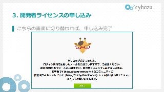 3. 開発者ライセンスの申し込み
▌ こちらの画⾯に切り替われば、申し込み完了
 