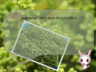 azadirachtin (.2541) 55-60 PH 6.2-6.5PH 5
 