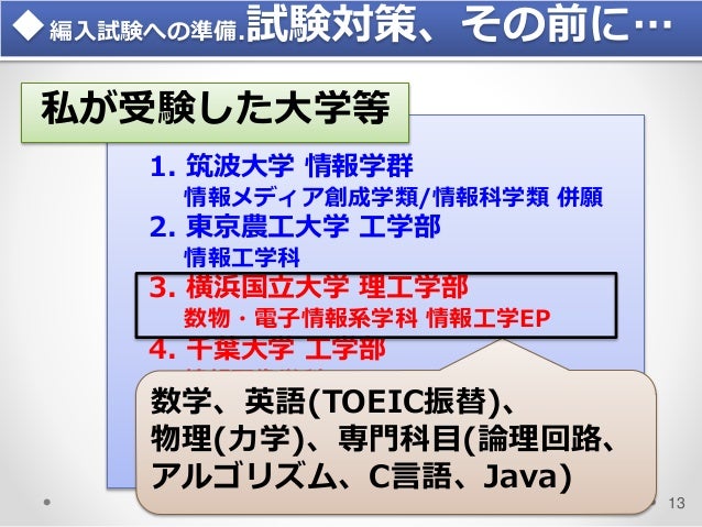 横国 斉藤 編入試験への準備と編入後の生活