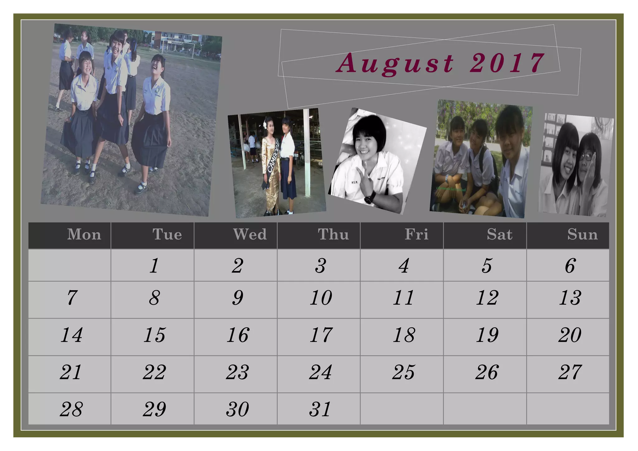 Mon Tue Wed Thu Fri Sat Sun
1 2 3 4 5 6
7 8 9 10 11 12 13
14 15 16 17 18 19 20
21 22 23 24 25 26 27
28 29 30 31
August 2017
 