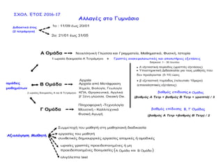 αλλαγές στο γυμνάσιο