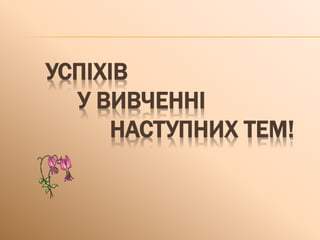 УСПІХІВ
У ВИВЧЕННІ
НАСТУПНИХ ТЕМ!
 