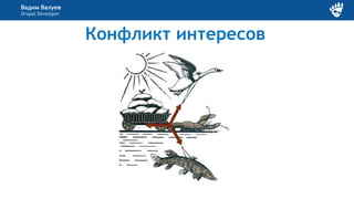 Вадим Валуев
Drupal Developer
Конфликт интересов
 