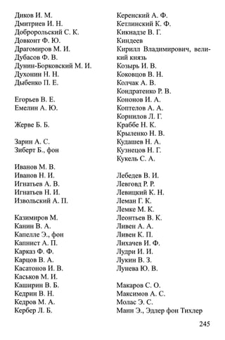 Диков И. М.
Дмитриев И. Н.
Добророльский С. К.
Довконт Ф. Ю.
Драгомиров М. И.
Дубасов Ф. В.
Дунин-Борковский М. И
Духонин H. Н.
Дыбенко П. Е.
Егорьев В. Е.
Емелин А. Ю.
Жерве Б. Б.
Зарин А. С.
Зиберт Б., фон
Иванов М. В.
Иванов Н. И.
Игнатьев А. В.
Игнатьев Н. И.
Извольский А. П.
Казимиров М.
Канин В. А.
Капелле Э., фон
Капнист А. П.
Карказ Ф. Ф.
Карцов В. А.
Касатонов И. В.
Каськов М. И.
Каширин В. Б.
Кедрин В. Н.
Кедров М. А.
Кербер JI. Б.
Керенский А. Ф.
Кетлинский К. Ф.
Кикнадзе В. Г.
Киндеев
Кирилл Владимирович, вели­
кий князь
Козырь И. В.
Коковцов В. Н.
Колчак А. В.
Кондратенко Р. В.
Кононов И. А.
Коптелов А. А.
Корнилов JI. Г.
Краббе Н. К.
Крыленко И. В.
Кудашев Н. А.
Кузнецов И. Г.
Кукель С. А.
Лебедев В. И.
Левговд Р. Р.
Левицкий К. Н.
Леман Г. К.
Лемке М. К.
Леонтьев В. К.
Ливен А. А.
Ливен К. П.
Лихачев И. Ф.
Лудри И. И.
Лукин В. 3.
Лунева Ю. В.
Макаров С. О.
Максимов А. С.
Молас Э. С.
Манн Э., Эдлер фон Тихлер
245
 