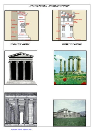 ΑΡΧΙΤΕΚΤΟΝΙΚΗ ΑΡΧΑΪΚΩΝ ΧΡΟΝΩΝ
ΙΩΝΙΚΟΣ ΡΥΘΜΟΣ ΔΩΡΙΚΟΣ ΡΥΘΜΟΣ
Επιμέλεια: Χρήστος Χαρμπής σελ.7
 