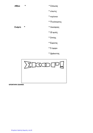 Αθήνα * * Σόλωνας
* είλωτες
* περίοικοι
* Πεισίστρατος
Σπάρτη * * Λυκούργος
* 10 φυλές
* Ιππίας
* Ευρώτας
* 5 έφοροι
* Δράκοντας
ΚΡΟΝΤΗΡΗ ΙΩΑΝΝΑ
Επιμέλεια: Χρήστος Χαρμπής σελ.45
 