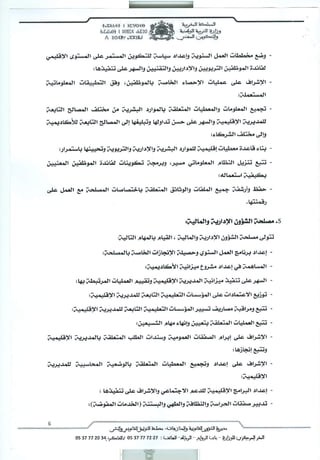 مهام مصالح المديريات الإقليمية