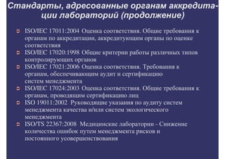 Внедрение международных стандартов в практику клинико-диагностических лабораторий