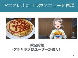 アニメに出たコラボメニューを再現
23
欧蘭陀館
(ケチャップはユーザーが書く）
 