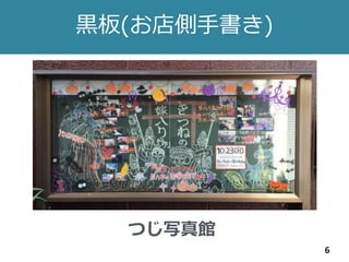 黒板(お店側手書き)
6
つじ写真館
 