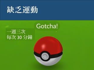 缺乏運動
一週三次
每次 30 分鐘
 