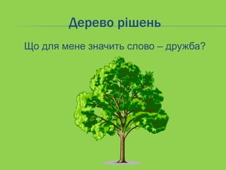Дерево рішень
Що для мене значить слово – дружба?
 