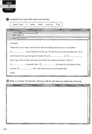 نشاط اللغة الانكليزية للصف الرابع الاعدادي