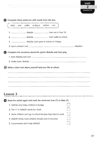 نشاط اللغة الانكليزية للصف الرابع الاعدادي