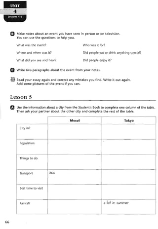 نشاط اللغة الانكليزية للصف الرابع الاعدادي