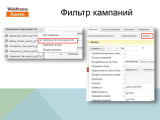 Фильтр кампаний
 