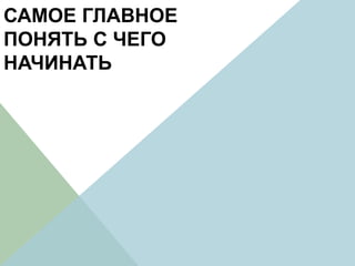 САМОЕ ГЛАВНОЕ
ПОНЯТЬ С ЧЕГО
НАЧИНАТЬ
 