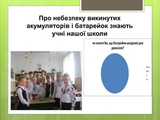 Про небезпеку викинутих
акумуляторів і батарейок знають
учні нашої школи
 