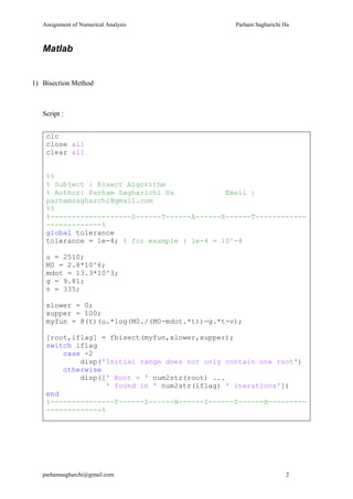NUMERICAL METHODS WITH MATLAB : bisection,mueller's,newton-raphson ...