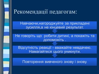 Рекомендації педагогам:
 