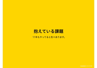 11年もやってると色々あります。
抱えている課題
 