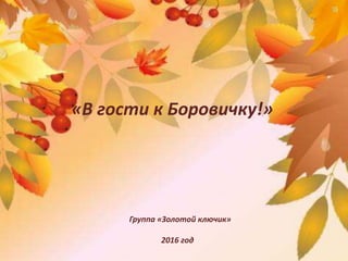 «В гости к Боровичку!»
Группа «Золотой ключик»
2016 год
 