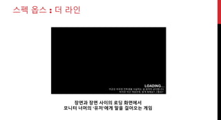 스펙 옵스 : 더 라인
LOADING…
이게 다 당신이 한 짓입니다. 이제 좀 영웅이 되신 것 같으십니까? .
장면과 장면 사이의 로딩 화면에서
모니터 너머의 ‘유저’에게 말을 걸어오는 게임
LOADING…
미군은 비무장 전투원을 사살하는 걸 엄격히 금지합니다.
하지만 이건 게임인데, 알게 뭐에요? 그렇죠? .
 