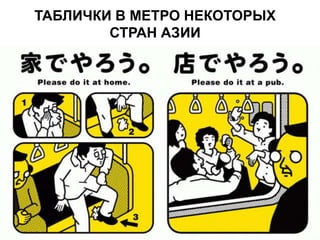 ТАБЛИЧКИ В МЕТРО НЕКОТОРЫХ
СТРАН АЗИИ
 