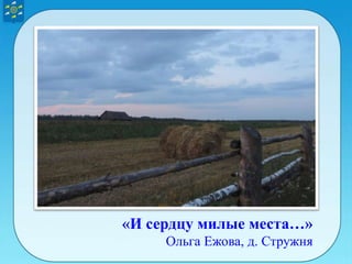 «И сердцу милые места…»
Ольга Ежова, д. Стружня
 