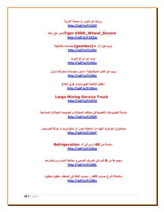 33 | P a g e
‫االرشثخ‬ ‫ٓؾِٔخ‬ ٝ‫ا‬ ‫اُِٞدس‬ ٖ‫ػ‬ ‫سٝاثو‬
http://adf.ly/CUS2P
Tiger 690D_Wheel_Dozers‫ساثو‬ ‫ٓغ‬ ‫فٞس‬
http://adf.ly/CUS2w
ٍ‫ا‬ ٍٞ‫ؽ‬ ‫ٝ٣ت‬(gearbox)+‫ٌٓبٗ٤ٌ٤خ‬ ‫ٓغغٔبد‬
http://adf.ly/CUS3z
‫اُزجش٣ذ‬ ‫اثشاط‬ ٖ‫ػ‬ ‫ٝ٣ت‬
http://adf.ly/CUS4u
‫أُ٤ٌبٗ٤ٌ٤خ‬ ‫اٌُزت‬ ٖ‫ػ‬ ‫ٝ٣ت‬+ٍ‫د٣ض‬ ‫ُٔؾشًبد‬ ‫ٓغغٔبد‬ ‫فٞس‬
http://adf.ly/CUS61
‫اُؼالط‬ ‫ىشم‬ ٝ ‫اٌُٜشثبئ٤خ‬ ‫اُضالعخ‬ ٍ‫اػيب‬
http://adf.ly/CUS6m
Large Mining Service Truck
http://adf.ly/CUS7d
‫اُق٘بػ٤خ‬ ‫أُغبالد‬ ‫خقٞفب‬ ٝ ‫أُغبالد‬ ‫ٓخزِق‬ ٠‫ك‬ ‫اُزؼِ٤ٔ٤خ‬ ‫اُل٤ذ٣ٞٛبد‬ ‫عِغِخ‬
http://adf.ly/CUS99
‫ًٔجش٣غٞس‬ ‫ؽشًخ‬ ٝ‫ا‬ ‫رجش٣ذ‬ ‫ٓبئغ‬ ٟ‫ا‬ ٕٝ‫ثذ‬ ٚ٘٤‫رغخ‬ ٝ ‫اُٜٞاء‬ ‫رجش٣ذ‬ ‫سائغ‬ ‫ٓٞمٞع‬
http://adf.ly/CUSA7
ٖٓ ‫عِغِخ‬40‫اُـ‬ ٢‫ك‬ ‫دسط‬Refrigeration
http://adf.ly/CUSAp
ٖٓ ‫ٓغٔٞػخ‬9‫ٝاؽذ‬ ‫ثشاثو‬ ٝ ٙ‫أُ٤ب‬ ‫ٓؼبُغخ‬ ٝ ٢‫اُقؾ‬ ‫اُقشف‬ ٢‫ك‬ ‫ًزت‬
http://adf.ly/CUSBL
‫ا٧هيبس‬ ‫ؽغبة‬ ‫ُؾشػ‬ ً‫ال‬‫إعزٌٔب‬-‫اُنـو‬ ٢‫ك‬ ‫اُلبهذ‬ ‫ؽغبة‬-‫ثخيٞح‬ ‫خيٞح‬
http://adf.ly/CUSBo
 