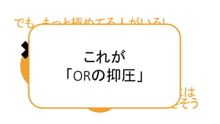 でも、もっと極めてる人がいるし
Web
デザイン
絵を
描くこと
教育
日本一には
なれなさそう
これが
「ORの抑圧」
 