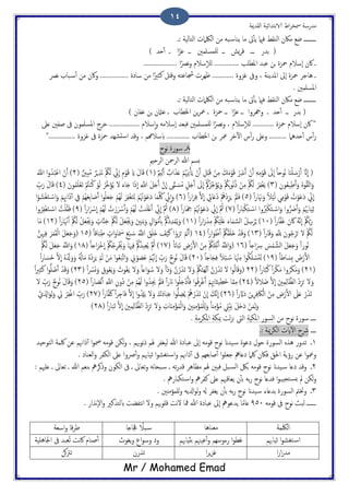 ‫اًلسمية‬ ‫الاتخسائَة‬ ‫اظ‬‫ص‬‫مسر‬ ‫مسزسة‬
Mr / Mohamed Emad
14
‫:ػ‬ ‫اًخاًَة‬ ‫اًلكامث‬ ‫من‬ َ‫ح‬‫ًياس‬ ‫ما‬ ‫ىت‬ٔ‫ب‬ً ‫فامي‬ ‫اًيلط‬ ‫ماكن‬ ‫ضؽ‬ ‫ػػػػػػػػػ‬
) ‫حس‬ٔ‫ب‬ ‫ػ‬ ‫ا‬ً‫ؾز‬ ‫ػػ‬ ‫ٌَمسَمني‬ ‫ػػ‬ ‫ٌش‬‫ص‬‫ك‬ ‫ػػػ‬ ‫تسز‬ (
‫مح‬ ‫ٕسالم‬‫ا‬ ‫اكن‬ ‫ػ‬................... ‫ا‬ً‫هرص‬‫و‬ ‫سالم‬ٕ‫ال‬ً .............. ‫املعَة‬ ‫ؾحس‬ ‫جن‬ ‫زت‬
‫هرص‬ ‫حاة‬‫ٔس‬‫ب‬ ‫من‬ ‫واكن‬ ................ ‫ساذت‬ ‫من‬ ‫ا‬ً‫نثري‬ ‫وكذي‬ َ‫دساؾخ‬ ‫ػِصث‬ ............ ‫قزوت‬ ‫وىف‬ ، ‫املسًية‬ ‫ٕىل‬‫ا‬ ‫محزت‬ ‫ُاحص‬ ‫ػ‬
. ‫املسَمني‬
‫اًخاًَة‬ ‫اًلكامث‬ ‫من‬ َ‫ح‬‫ًياس‬ ‫ما‬ ‫ىت‬ٔ‫ب‬ً ‫فامي‬ ‫اًيلط‬ ‫ماكن‬ ‫ضؽ‬ ‫ػػػػػػػػػ‬‫:ػ‬
) ‫ؾفان‬ ‫جن‬ ‫ؾامثن‬ ‫ػ‬ ‫اخلعاة‬ ‫جن‬‫ص‬‫مع‬ ‫ػ‬ ‫محزت‬ ‫ػػ‬ ‫ا‬ً‫ؾز‬ ‫ػػ‬ ‫وهجصوا‬ ‫ػ‬ ‫حس‬ٔ‫ب‬ ‫ػػ‬ ‫تسز‬ (
‫ؿىل‬ ‫ظفني‬ ‫ىف‬ ‫املسَمون‬ ‫دصح‬ ................. ‫سالم‬ٕ‫ا‬‫و‬ َ‫ٕسالم‬‫ا‬ ‫فدـس‬ ‫ٌَمسَمني‬ ‫ا‬ً‫هرص‬‫و‬ ، ‫سالم‬ٕ‫ال‬ً ............ ‫محزت‬ ‫ٕسالم‬‫ا‬ ‫اكن‬ "
‫اخلعاة‬ ‫جن‬ ‫معص‬ ‫دص‬ٓ‫ل‬‫ا‬ ‫ش‬ٔ‫ب‬‫ز‬ ‫وؿىل‬ .......... ‫حسُام‬ٔ‫ب‬ ‫ش‬ٔ‫ب‬‫ز‬"............... ‫قزوت‬ ‫ىف‬ ‫محزت‬ ‫دضِس‬‫س‬‫ا‬ ‫وكس‬ ، ‫ابسالرمم‬ .............
8‫هوخ‬ ‫سوزت‬ ‫ػ‬
‫اًصحمي‬ ‫اًصمحن‬ ‫هللا‬ ‫ثسم‬
(( ٌ‫مي‬ًَِ‫ب‬ ٌ‫اة‬َ‫ش‬َ‫ؿ‬ ْ‫م‬َُ‫هي‬ِ‫ح‬ِ‫ب‬ًَ ْ‫ن‬َ‫ب‬ ِ‫ي‬ْ‫د‬َ‫ك‬ ْ‫ن‬ِ‫م‬ َ‫م‬َ‫م‬ْ‫و‬َ‫ك‬ ْ‫ز‬ِ‫ش‬‫ه‬َ‫ب‬ ْ‫ن‬َ‫ب‬ َِِ‫م‬ْ‫و‬َ‫ك‬ َ‫ىل‬
ّ
‫ا‬ ً‫ا‬‫ُوح‬‫ه‬ ‫ا‬َ‫ي‬َْ َ‫س‬ْ‫ز‬َ‫ب‬ َّ‫ان‬
ّ
‫ا‬1ُ‫م‬ ٌ‫ٍص‬ِ‫ش‬َ‫ه‬ ْ ُ‫مك‬ًَ ِّ‫ِن‬
ّ
‫ا‬ ِ‫م‬ْ‫و‬َ‫ك‬ َ‫اي‬ َ‫ل‬‫ا‬َ‫ك‬ )ِ‫د‬( ٌ‫ني‬2ََّ‫اَّلل‬ ‫ا‬‫و‬ُ‫س‬ُ‫ح‬ْ‫ؾ‬‫ا‬ ْ‫ن‬َ‫ب‬ )
( ِ‫ون‬ُ‫ـ‬َِ‫ظ‬َ‫ب‬َ‫و‬ ٍُ‫و‬ُ‫ل‬َّ‫ث‬‫ا‬َ‫و‬3ُ‫ن‬ ْ‫و‬ًَ ُ‫َّص‬‫د‬َ‫ؤ‬ًُ ‫ل‬ َ‫اء‬َ‫خ‬ ‫ا‬َ‫ر‬
ّ
‫ا‬ ِ َّ‫اَّلل‬ َ‫ي‬َ‫خ‬َ‫ب‬ َّ‫ن‬
ّ
‫ا‬ ‫ى‬ًّ‫م‬ َ‫س‬ُ‫م‬ ٍ‫ي‬َ‫خ‬َ‫ب‬ َ‫ىل‬
ّ
‫ا‬ ُْ‫ُك‬ْ‫ّص‬ِ‫د‬َ‫ؤ‬ًَُ‫و‬ ْ ُ‫مك‬ِ‫ج‬‫و‬ُ‫ه‬ُ‫ر‬ ْ‫ن‬ِ‫م‬ ْ ُ‫مك‬ًَ ْ‫ص‬ِ‫ف‬ْ‫ل‬ًَ )( َ‫ون‬ُ‫م‬ََْ‫ـ‬َ‫ث‬ ْ ُ‫يُت‬4ِّ‫ة‬َ‫ز‬ َ‫ل‬‫ا‬َ‫ك‬ )
َ َ‫هن‬َ‫و‬ ً‫ال‬ًََْ ‫ي‬ِ‫م‬ْ‫و‬َ‫ك‬ ُ‫ث‬ْ‫و‬َ‫ؾ‬َ‫ذ‬ ِّ‫ِن‬
ّ
‫ا‬( ً‫ا‬‫ز‬‫ا‬5( ً‫ا‬‫ز‬‫ا‬َ‫ص‬ِ‫ف‬ َّ‫ل‬
ّ
‫ا‬ ِ‫اِئ‬َ‫ؿ‬ُ‫ذ‬ ُْ‫ْه‬‫ذ‬ِ‫ز‬ٍَ َْ‫مل‬َ‫ف‬ )6‫ا‬ْ‫و‬ َ‫ْض‬‫ل‬َ‫خ‬ ْ‫اس‬َ‫و‬ ْ‫م‬ِِ‫اهن‬َ‫ر‬ٓ‫ب‬ ِ‫ِف‬ ْ‫ُم‬َِ‫ـ‬ِ‫ت‬‫ا‬ َ‫ظ‬َ‫ب‬ ‫ا‬‫و‬ََُ‫ـ‬َ‫ح‬ ْ‫ُم‬ًَِ َ‫ص‬ِ‫ف‬ْ‫ل‬َ‫خ‬ًِ ْ‫م‬ُ ُ‫هت‬ْ‫و‬َ‫ؾ‬َ‫ذ‬ ‫ا‬َ‫م‬َّ ُ‫ُك‬ ِّ‫ِن‬
ّ
‫ا‬َ‫و‬ )
( ً‫ا‬‫ز‬‫ا‬َ‫د‬ْ‫ى‬ِ‫خ‬ ْ‫اس‬ ‫وا‬َُ‫رب‬ْ‫ى‬َ‫خ‬ ْ‫اس‬َ‫و‬ ‫وا‬ُّ َ‫دض‬َ‫ب‬َ‫و‬ ْ‫م‬َُ‫اهب‬ََِ‫ز‬7( ً‫ا‬‫ز‬‫َا‬ ِ‫هج‬ ْ‫م‬ُ ُ‫هت‬ْ‫و‬َ‫ؾ‬َ‫ذ‬ ِّ‫ِن‬
ّ
‫ا‬ َّ ُ‫مث‬ )8)( ً‫ا‬‫ز‬‫ا‬َ ْ‫ور‬
ّ
‫ا‬ ْ‫ُم‬ًَِ ُ‫ث‬ ْ‫ز‬َ ْ‫ور‬َ‫ب‬َ‫و‬ ْ‫ُم‬ًَِ ُ‫يت‬ََْ‫ؿ‬َ‫ب‬ ِّ‫ِن‬
ّ
‫ا‬ َّ ُ‫مث‬9‫وا‬ُ‫ص‬ِ‫ف‬ْ‫ل‬َ‫خ‬ ْ‫اس‬ ُ‫ت‬َُْ‫ل‬َ‫ف‬ )
( ً‫ا‬‫ز‬‫ا‬َّ‫ف‬َ‫ق‬ َ‫ن‬َ‫اك‬ ََُّ‫ه‬
ّ
‫ا‬ ْ ُ‫مك‬َّ‫ج‬َ‫ز‬11( ً‫ا‬‫ز‬‫ا‬َ‫ز‬ْ‫س‬ِ‫م‬ ْ ُ‫مك‬ََََْ‫ؿ‬ َ‫اء‬َ‫م‬ َّ‫اًس‬ ْ‫ي‬ِ‫س‬ْ‫ص‬ٍُ )11ْ ُ‫مك‬ًَ ْ‫ي‬َ‫ـ‬َْ‫جي‬َ‫و‬ ٍ‫اث‬ٌََّ‫ح‬ ْ ُ‫مك‬ًَ ْ‫ي‬َ‫ـ‬َْ‫جي‬َ‫و‬ َ‫ني‬ِ‫ي‬َ‫ت‬َ‫و‬ ٍ‫ال‬َ‫و‬ْ‫م‬َ‫ب‬ِ‫ت‬ ُْ‫ُْك‬‫ذ‬ِ‫س‬ْ‫م‬ًَُ‫و‬ )( ً‫ا‬‫ز‬‫ا‬َ ْ‫هن‬َ‫ب‬12‫ا‬َ‫م‬ )
( ً‫ا‬‫ز‬‫ا‬َ‫ك‬َ‫و‬ ِ َّ ِ‫َّلل‬ َ‫ون‬ُ‫ح‬ْ‫ص‬َ‫ح‬ ‫ل‬ ْ ُ‫مك‬ًَ13( ً‫ا‬‫ز‬‫ا‬َ‫و‬ ْ‫ظ‬َ‫ب‬ ْ ُ‫مك‬َ‫ل‬َََ‫ذ‬ ْ‫س‬َ‫ك‬َ‫و‬ )14)( ً‫ا‬‫اك‬َ‫ح‬ِ‫ظ‬ ٍ‫اث‬َ‫او‬َ َ‫مس‬ َ‫ؽ‬ْ‫ح‬ َ‫س‬ َُّ‫اَّلل‬ َ‫ق‬َََ‫ذ‬ َ‫ف‬ََْ‫ن‬ ‫ا‬ْ‫و‬َ‫ص‬َ‫ح‬ ْ‫م‬ًََ‫ب‬15)َّ‫ن‬ِ‫هي‬ِ‫ف‬ َ‫ص‬َ‫م‬َ‫ل‬ًْ‫ا‬ َ‫ي‬َ‫ـ‬َ‫ح‬َ‫و‬
( ً‫ا‬‫اخ‬َ ِ‫ور‬ َ‫س‬ْ‫م‬ َّ‫اًض‬ َ‫ي‬َ‫ـ‬َ‫ح‬َ‫و‬ ً‫ا‬‫ُوز‬‫ه‬16)ْ ُ‫مك‬َ‫ذ‬َ‫خ‬ْ‫ه‬َ‫ب‬ َُّ‫اَّلل‬َ‫و‬( ً‫ات‬‫ا‬َ‫ح‬َ‫ه‬ ِ‫ط‬ْ‫ز‬َ‫ل‬‫ا‬ ْ‫ن‬ِ‫م‬17( ً‫ا‬‫اخ‬َ‫ْص‬‫د‬
ّ
‫ا‬ ْ ُ‫مك‬ُ‫ح‬ِ‫ص‬ُْ‫خي‬َ‫و‬ ‫ا‬َ‫هي‬ِ‫ف‬ ُْ‫ُك‬ُ‫َس‬ِ‫ـ‬ًُ َّ ُ‫مث‬ )18ْ ُ‫مك‬ًَ َ‫ي‬َ‫ـ‬َ‫ح‬ َُّ‫اَّلل‬َ‫و‬ )
( ً‫ا‬‫اظ‬ َ‫ِس‬‫ث‬ َ‫ط‬ْ‫ز‬َ‫ل‬‫ا‬19( ً‫ا‬‫اخ‬َ‫ج‬ِ‫ف‬ ً‫ال‬ُ‫ح‬ ُ‫س‬ ‫ا‬َ ْ‫هن‬ِ‫م‬ ‫ا‬‫و‬ُ‫ى‬َُ ْ‫س‬َ‫د‬ًِ )21َ‫و‬َ‫و‬ ُُ‫اهل‬َ‫م‬ ٍُْ‫ذ‬ِ‫ز‬ٍَ ْ‫م‬ًَ ْ‫ن‬َ‫م‬ ‫ا‬‫و‬ُ‫ـ‬َ‫ح‬َّ‫ث‬‫ا‬َ‫و‬ ِ‫ِن‬ْ‫و‬ َ‫ع‬َ‫ؾ‬ ْ‫م‬َُّ‫هن‬
ّ
‫ا‬ ِّ‫ة‬َ‫ز‬ ٌ‫ُوخ‬‫ه‬ َ‫ل‬‫ا‬َ‫ك‬ )ً‫ا‬‫ز‬‫ا‬ َ‫َس‬‫د‬ َّ‫ل‬
ّ
‫ا‬ ٍَُُ‫زل‬
(21( ً‫ا‬‫ز‬‫ا‬َّ‫ح‬ُ‫ن‬ ً‫ا‬‫ص‬ْ‫ى‬َ‫م‬ ‫وا‬ُ‫ص‬َ‫ى‬َ‫م‬َ‫و‬ )22)( ً‫ا‬ ْ‫رس‬َ‫و‬َ‫و‬ َ‫وق‬ُ‫ـ‬ًََ‫و‬ َ‫ُوج‬‫ل‬ًَ ‫ل‬َ‫و‬ ً‫ا‬‫اؿ‬َ‫و‬ ُ‫س‬ ‫ل‬َ‫و‬ ً‫ا‬ّ‫ذ‬َ‫و‬ َّ‫ن‬ُ‫ز‬َ‫ش‬َ‫ث‬ ‫ل‬َ‫و‬ ْ ُ‫مك‬َ‫خ‬ًَِِٓ‫ب‬ َّ‫ن‬ُ‫ز‬َ‫ش‬َ‫ث‬ ‫ل‬ ‫ا‬‫و‬ًُ‫ا‬َ‫ك‬َ‫و‬23ً‫ا‬‫ري‬ِ‫ث‬َ‫ن‬ ‫ا‬‫و‬َُّ َ‫ض‬َ‫ب‬ ْ‫س‬َ‫ك‬َ‫و‬ )
( ً‫ل‬‫ال‬َ‫ض‬ َّ‫ل‬
ّ
‫ا‬ َ‫ني‬ِ‫م‬ًِ‫ا‬َّ‫اًؼ‬ ْ‫ذ‬ِ‫ز‬َ‫ح‬ ‫ل‬َ‫و‬24َ‫ئ‬َِ‫َع‬‫د‬ ‫ا‬َّ‫م‬ِ‫م‬ )( ً‫ا‬‫ز‬‫ا‬ َ‫ْع‬‫ه‬َ‫ب‬ ِ َّ‫اَّلل‬ ِ‫ُون‬‫ذ‬ ْ‫ن‬ِ‫م‬ ْ‫ُم‬ًَِ ‫ا‬‫و‬ُ‫ِس‬َ‫جي‬ َْ‫مل‬َ‫ف‬ ً‫ا‬‫ز‬ َ‫ان‬ ‫ا‬‫و‬َُِ‫ذ‬ْ‫ذ‬ُ‫ب‬َ‫ف‬ ‫ا‬‫و‬ُ‫ك‬ِ‫ص‬ْ‫ق‬ُ‫ب‬ ْ‫م‬ِِ‫اهت‬25‫ل‬ ِّ‫ة‬َ‫ز‬ ٌ‫ُوخ‬‫ه‬ َ‫ل‬‫ا‬َ‫ك‬َ‫و‬ )
( ً‫ا‬‫ز‬ َّ‫َاي‬‫ذ‬ َ‫ٍن‬ِ‫ص‬ِ‫ف‬ َ‫اك‬ًْ‫ا‬ ْ‫ن‬ِ‫م‬ ِ‫ط‬ْ‫ز‬َ‫ل‬‫ا‬ َ‫ىل‬َ‫ؿ‬ ْ‫ز‬َ‫ش‬َ‫ث‬26َّ‫ف‬َ‫ن‬ ً‫ا‬‫ص‬ِ‫اح‬َ‫ف‬ َّ‫ل‬
ّ
‫ا‬ ‫ا‬‫و‬ُ ِ‫سل‬ًَ ‫ل‬َ‫و‬ َ‫َك‬‫ذ‬‫ا‬َ‫ح‬ِ‫ؾ‬ ‫ا‬‫و‬َُّ ِ‫ض‬ًُ ُْ‫ه‬ ْ‫ز‬َ‫ش‬َ‫ث‬ ْ‫ن‬
ّ
‫ا‬ َ‫َّم‬‫ه‬
ّ
‫ا‬ )( ً‫ا‬‫ز‬‫ا‬27َّ‫ي‬َ ِ‫ازل‬َ‫و‬ًَِ‫و‬ ِ‫ِل‬ ْ‫ص‬ِ‫ف‬ْ‫ق‬‫ا‬ ِّ‫ة‬َ‫ز‬ )
( ً‫ا‬‫ز‬‫ا‬َ‫ح‬َ‫ث‬ َّ‫ل‬
ّ
‫ا‬ َ‫ني‬ِ‫م‬ًِ‫ا‬َّ‫اًؼ‬ ْ‫ذ‬ِ‫ز‬َ‫ح‬ ‫ل‬َ‫و‬ ِ‫اث‬ٌَِ‫م‬ْ‫ؤ‬ُ‫م‬ًْ‫ا‬َ‫و‬ َ‫ني‬ٌِِ‫م‬ْ‫ؤ‬ُ‫م‬ٌََِْ‫و‬ ً‫ا‬ٌِ‫م‬ْ‫ؤ‬ُ‫م‬ ِ‫ِْت‬َُ‫ت‬ َ‫ي‬َ‫ذ‬َ‫ذ‬ ْ‫ن‬َ‫م‬ًَِ‫و‬28)
‫من‬ ‫هوخ‬ ‫سوزت‬ ‫ػػػػ‬‫املىِة‬ ‫اًسوز‬‫ًت‬‫ز‬‫ى‬ ‫اًىت‬‫املىصمة‬ ‫مبىة‬.
‫ػػػػ‬.: ‫مية‬‫ص‬‫اًى‬ ‫ايث‬ٓ‫ل‬‫ا‬ ‫رشخ‬
1‫ػ‬ً‫ا‬ ٍ‫ُش‬ ‫ثسوز‬‫اًخوحِس‬ ‫ُكمة‬ ‫ؾن‬ ‫راهنم‬ٓ‫ب‬ ‫ا‬‫و‬‫مص‬ َ‫كوم‬ ‫ًىن‬‫و‬ ، ‫هوهبم‬‫ر‬ ‫هلم‬ ‫ًَلفص‬ ‫هللا‬ ‫ؾحاذت‬ ‫ٕىل‬‫ا‬ َ‫كوم‬ ‫هوخ‬ ‫َسان‬‫س‬ ‫ذؾوت‬ ‫حول‬ ‫سوزت‬
. ‫اًـياذ‬‫و‬ ‫اًىفص‬ ‫ؿىل‬ ‫دضوا‬ٔ‫ب‬‫و‬ ‫زَاهبم‬ ‫ا‬‫و‬‫خلض‬‫اس‬‫و‬ ‫راهنم‬ٓ‫ب‬ ‫ىف‬ ‫ظاتـِم‬ٔ‫ب‬ ‫ا‬‫و‬َ‫حـ‬ ‫ذؿاه‬ ‫ُكام‬ ‫فاكن‬ ‫احلق‬ ‫زؤًة‬ ‫ؾن‬ ‫ا‬‫و‬‫ومع‬
2‫ػ‬‫ك‬ ‫مؼاُص‬ ‫هلم‬ ‫فدني‬ ‫حي‬‫اًس‬ ‫جلك‬ َ‫كوم‬ ‫هوخ‬ ‫َسان‬‫س‬ ‫ذؿا‬ ‫وكس‬: ‫ؿَهيم‬ ‫ػ‬ ‫ثـاىل‬ ‫ػ‬ ‫هللا‬ ‫تيـم‬ ‫ورهصه‬ ‫اًىون‬ ‫ىف‬ ‫ػ‬ ‫ثـاىل‬‫و‬ َ‫ه‬‫ا‬‫حح‬‫س‬ ‫ػ‬ َ‫ث‬‫ز‬‫س‬
ٌ ‫مل‬ ‫ًىن‬‫و‬‫س‬. ‫خىدازه‬‫اس‬‫و‬ ‫نفصه‬ ‫ؿىل‬ ‫ًـاكهبم‬ ‫ن‬ٔ‫ب‬‫ت‬ َ‫ت‬‫ز‬ ‫هوخ‬ ‫فسؿا‬ ‫ا‬‫و‬‫خجَح‬
3‫ػ‬. ‫ٌَمؤمٌني‬‫و‬ ًَ‫ازل‬‫و‬ً‫و‬ ‫هل‬ ‫ًلفص‬ ‫ن‬ٔ‫ب‬‫ت‬ َ‫ت‬‫ز‬ ‫هوخ‬ ‫َسان‬‫س‬ ‫تسؿاء‬ ‫اًسوزت‬ ‫وختُت‬
َ‫كوم‬ ‫ىف‬ ‫هوخ‬ ‫ًحر‬ ‫ػػػػػػػ‬951‫هللا‬ ‫ؾحاذت‬ ‫ٕىل‬‫ا‬ ‫ًسؾوه‬ ‫ا‬ً‫م‬‫ؿا‬‫كَوهب‬ ‫هت‬‫ل‬ ‫مفا‬. ‫ٕهشاز‬‫ل‬‫ا‬‫و‬ ‫ابًخشنري‬ ‫هخفضت‬‫ا‬ ‫ول‬ ‫م‬
‫اًلكمة‬‫مـياُا‬‫جفاخا‬ ً‫حال‬‫س‬‫اسـة‬‫و‬ ‫كا‬‫ص‬‫ظ‬
‫زَاهبم‬ ‫ا‬‫و‬‫خلض‬‫اس‬‫تثِاهبم‬ ‫ؾَهنم‬ٔ‫ب‬‫و‬ ‫زءوسِم‬ ‫ا‬‫و‬‫قع‬‫ًلوج‬‫و‬ ‫اع‬‫و‬‫وس‬ ‫وذ‬‫اجلاََُة‬ ‫ىف‬ ‫ُـحس‬‫ث‬ ‫هت‬‫اك‬ ‫ظيام‬ٔ‫ب‬
‫ا‬‫ز‬‫ا‬‫ز‬‫مس‬‫ا‬‫ص‬ٍ‫ز‬‫ق‬‫ثشزن‬‫هن‬‫رت‬‫ث‬
 