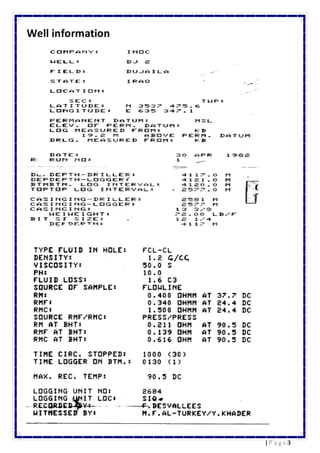 3| P a g e
Well information
 