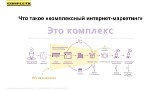 Что такое «комплексный интернет-маркетинг»
Маркетинговая группа Комплето | +7 (495) 640-89-97 | www.completo.ru
 