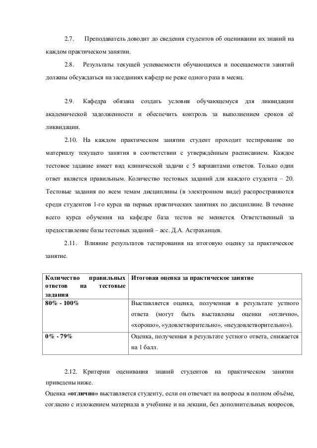 Kriterii Ocenivaniya Znanij Na Prakticheskih Zanyatiya I Ekzamene Po Anat