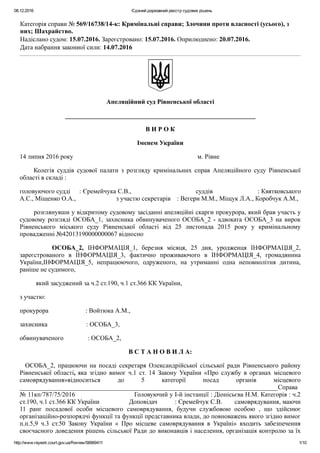 Вирок секретар Олександрійської сілької ради