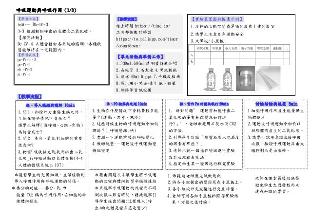 人體呼吸運動四格教案月鈴修