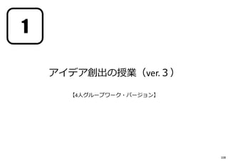 アイデア創出の授業（ver.３）
【4人グループワーク・バージョン】
1
108
 