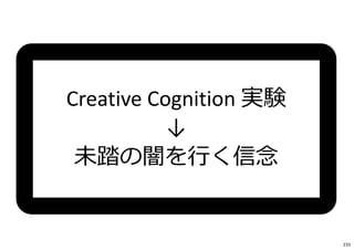 Creative Cognition 実験
↓
未踏の闇を⾏く信念
155
 