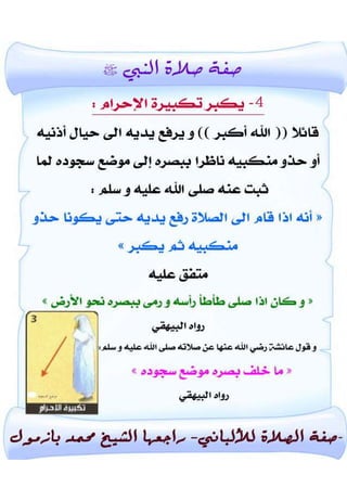 صفة صلاة النبي صلى الله عليه وسلم من التكبير الى التسليم