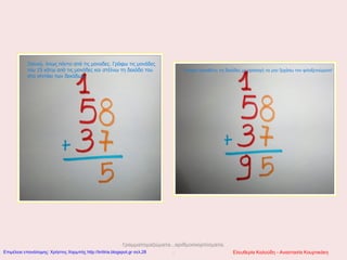 Γραμματομαζώματα...αριθμοσκορπίσματα.
.. Ελευθερία Καλούδη - Αναστασία ΚουρτικάκηΕπιμέλεια επανάληψης: Χρήστος Χαρμπής http://kritiria.blogspot.gr σελ.28
 