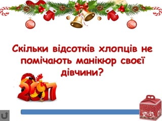 Скільки відсотків хлопців не
помічають манікюр своєї
дівчини?
 