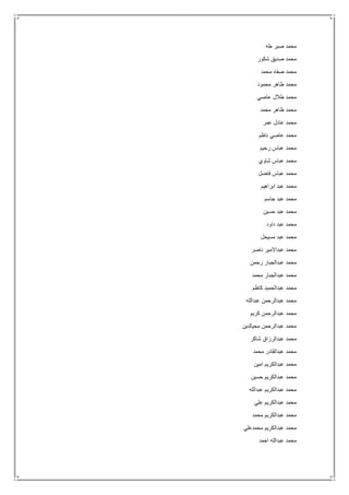 ‫طه‬ ‫صبر‬ ‫محمد‬
‫شكور‬ ‫صديق‬ ‫محمد‬
‫محمد‬ ‫صفاه‬ ‫محمد‬
‫محمود‬ ‫طاهر‬ ‫محمد‬
‫عاصي‬ ‫طالل‬ ‫محمد‬
‫محمد‬ ‫ظاهر‬ ‫محمد‬
‫عمر‬ ‫عادل‬ ‫محمد‬
‫ناظم‬ ‫عاصي‬ ‫محمد‬
‫رحيم‬ ‫عباس‬ ‫محمد‬
‫شاوي‬ ‫عباس‬ ‫محمد‬
‫فاضل‬ ‫عباس‬ ‫محمد‬
‫محمد‬‫ابراهيم‬ ‫عبد‬
‫جاسم‬ ‫عبد‬ ‫محمد‬
‫حسين‬ ‫عبد‬ ‫محمد‬
‫داود‬ ‫عبد‬ ‫محمد‬
‫مسيحل‬ ‫عبد‬ ‫محمد‬
‫ناصر‬ ‫عبداالمير‬ ‫محمد‬
‫رحمن‬ ‫عبدالجبار‬ ‫محمد‬
‫محمد‬ ‫عبدالجبار‬ ‫محمد‬
‫كاظم‬ ‫عبدالحميد‬ ‫محمد‬
‫عبدالله‬ ‫عبدالرحمن‬ ‫محمد‬
‫كريم‬ ‫عبدالرحمن‬ ‫محمد‬
‫محيالدين‬ ‫عبدالرحمن‬ ‫محمد‬
‫شاكر‬ ‫عبدالرزاق‬ ‫محمد‬
‫محمد‬ ‫عبدالقادر‬ ‫محمد‬
‫امين‬ ‫عبدالكريم‬ ‫محمد‬
‫حسين‬ ‫عبدالكريم‬ ‫محمد‬
‫عبدالله‬ ‫عبدالكريم‬ ‫محمد‬
‫علي‬ ‫عبدالكريم‬ ‫محمد‬
‫محمد‬ ‫عبدالكريم‬ ‫محمد‬
‫محمدعلي‬ ‫عبدالكريم‬ ‫محمد‬
‫احمد‬ ‫عبدالله‬ ‫محمد‬
 