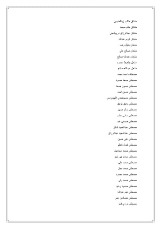 ‫زينالعابدين‬ ‫طالب‬ ‫مشتاق‬
‫محمد‬ ‫طلب‬ ‫مشتاق‬
‫درويشعلي‬ ‫عبدالرزاق‬ ‫مشتاق‬
‫عبدالله‬ ‫كريم‬ ‫مشتاق‬
‫رضا‬ ‫خليل‬ ‫مشعان‬
‫علي‬ ‫صالح‬ ‫مشعان‬
‫صالح‬ ‫عبدالله‬ ‫مشعان‬
‫محمود‬ ‫جلعوط‬ ‫مشعل‬
‫عبدالله‬ ‫مشعل‬‫صالح‬
‫محمد‬ ‫احمد‬ ‫مصطاف‬
‫محمود‬ ‫جمعه‬ ‫مصطفى‬
‫جمعه‬ ‫حسون‬ ‫مصطفى‬
‫احمد‬ ‫حسين‬ ‫مصطفى‬
‫اللهويردس‬ ‫حسينحمدي‬ ‫مصطفى‬
‫توفيق‬ ‫رفيق‬ ‫مصطفى‬
‫حسين‬ ‫سالم‬ ‫مصطفى‬
‫غائب‬ ‫سامي‬ ‫مصطفى‬
‫عبد‬ ‫صبحي‬ ‫مصطفى‬
‫شاكر‬ ‫عبدالحميد‬ ‫مصطفى‬
‫عبدالرزاق‬ ‫عبدالمجيد‬ ‫مصطفى‬
‫حسين‬ ‫علي‬ ‫مصطفى‬
‫كاظم‬ ‫كمال‬ ‫مصطفى‬
‫اسماعيل‬ ‫محمد‬ ‫مصطفى‬
‫خورشيد‬ ‫محمد‬ ‫مصطفى‬
‫علي‬ ‫محمد‬ ‫مصطفى‬
‫محل‬ ‫محمد‬ ‫مصطفى‬
‫محمود‬ ‫محمد‬ ‫مصطفى‬
‫ولي‬ ‫محمد‬ ‫مصطفى‬
‫رشيد‬ ‫محمود‬ ‫مصطفى‬
‫عبدالله‬ ‫نجم‬ ‫مصطفى‬
‫عمر‬ ‫نجمالدين‬ ‫مصطفى‬
‫قنبر‬ ‫نوري‬ ‫مصطفى‬
 